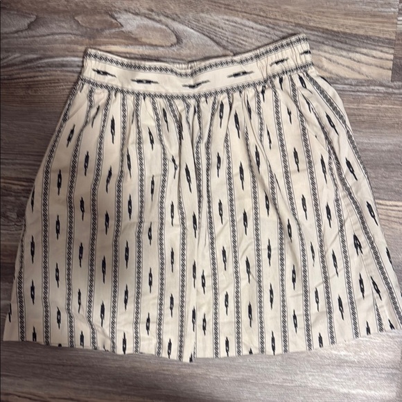 LOFT Womens Beige Black Print Elastic Waist Casual Mini Skirt Size M - Picture 1 of 2